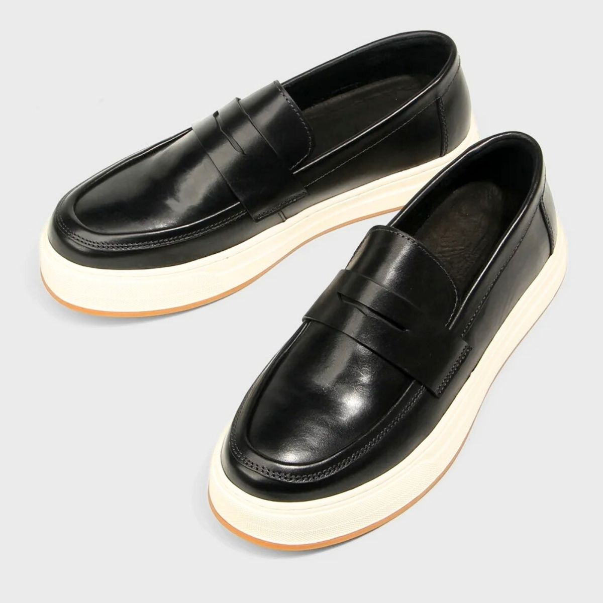 Polished Leather Slip On Trainers