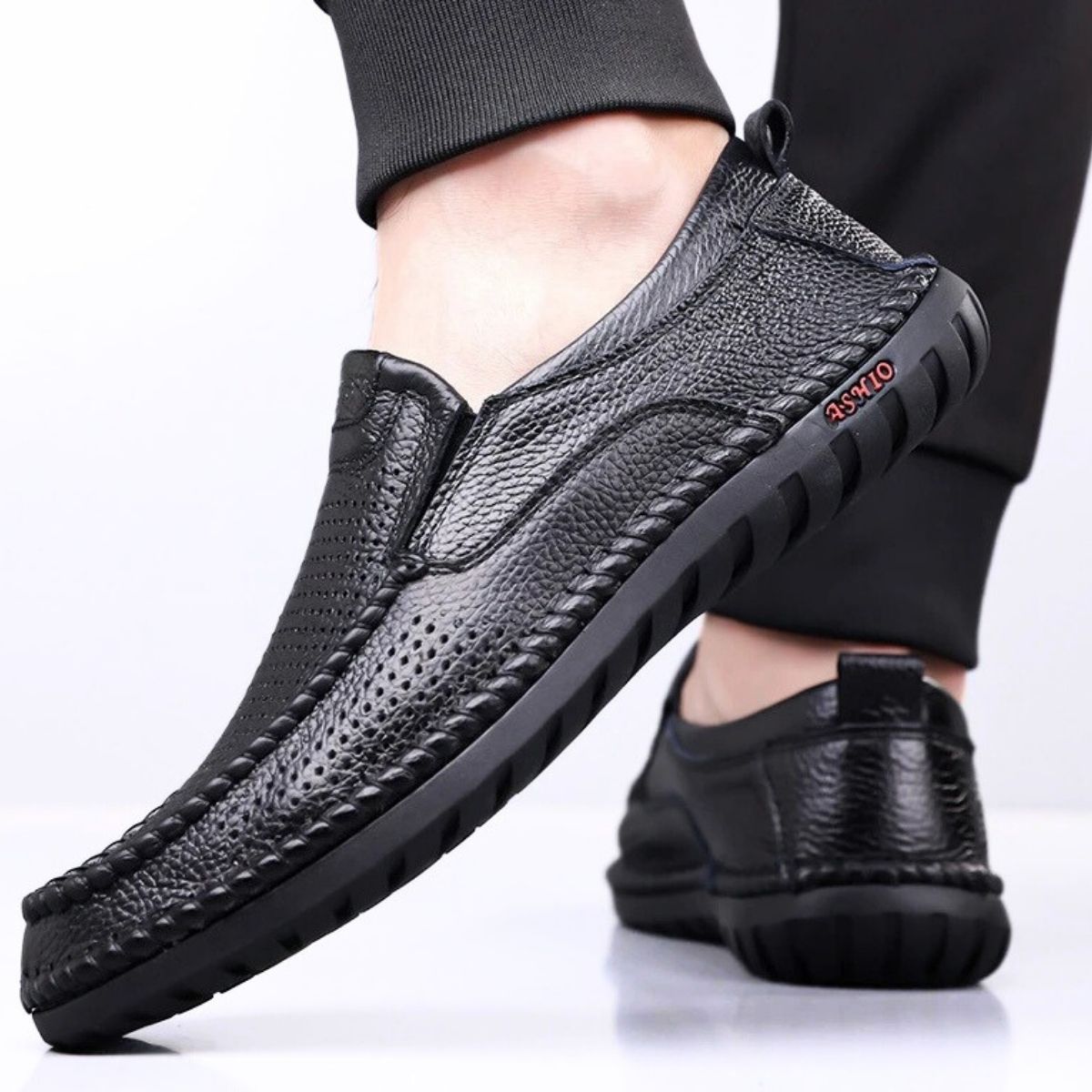 Breathable Grip Leather Loafers