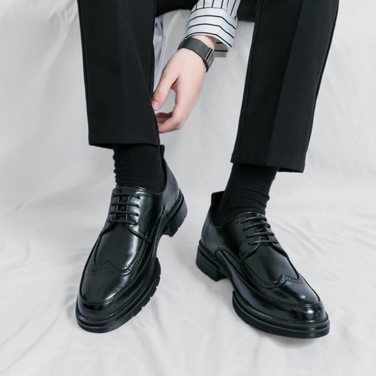 Leather Wingtip Oxford Dress Shoes