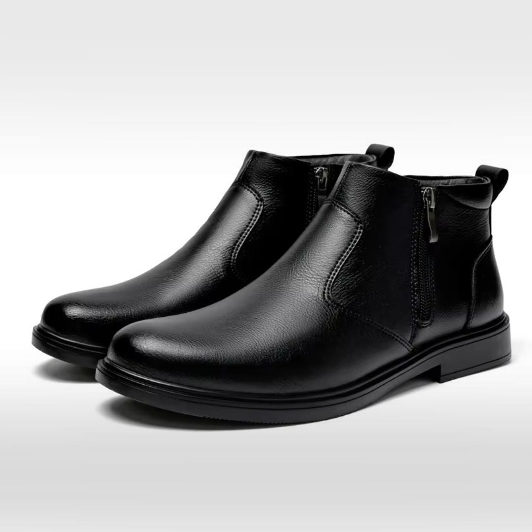 Leather Zip Chelsea Ankle Boots