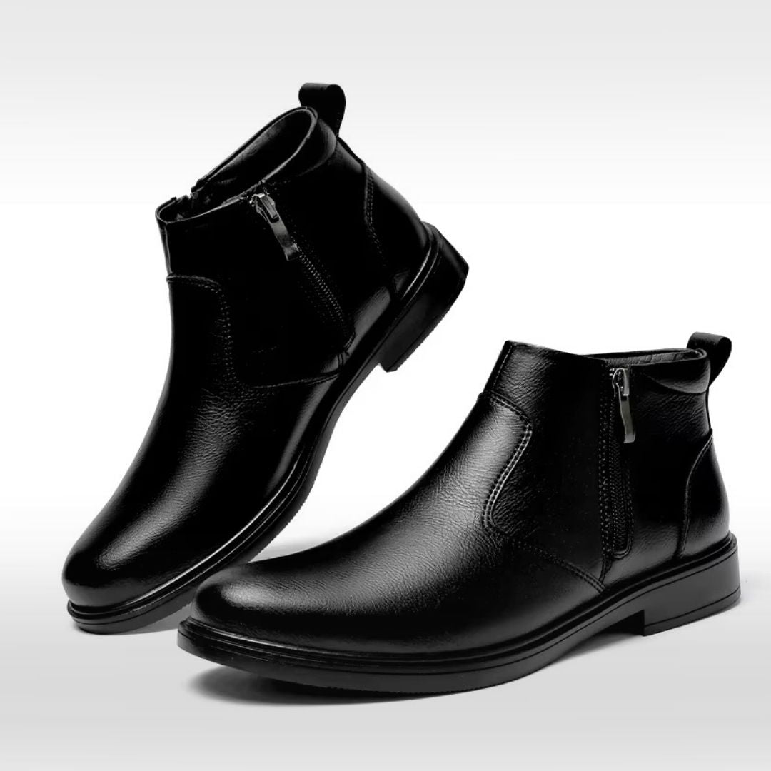 Leather Zip Chelsea Ankle Boots