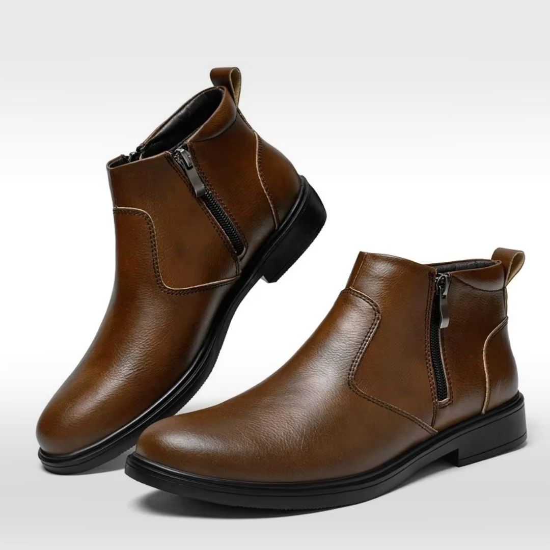 Leather Zip Chelsea Ankle Boots