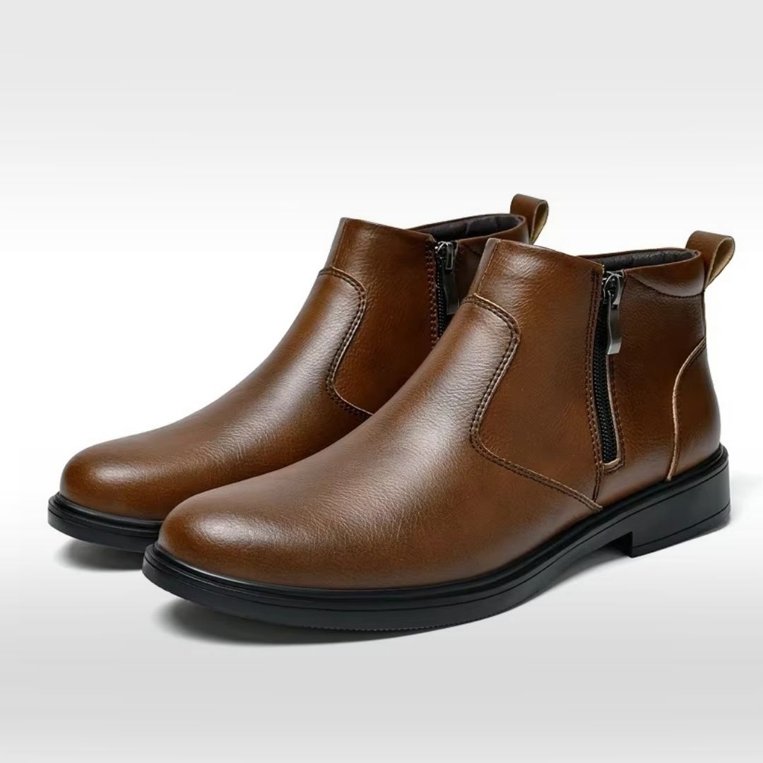 Leather Zip Chelsea Ankle Boots