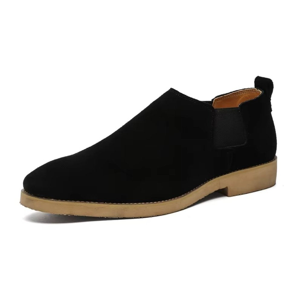 Low-Cut Suede Chelsea Shoes with Tan Sole