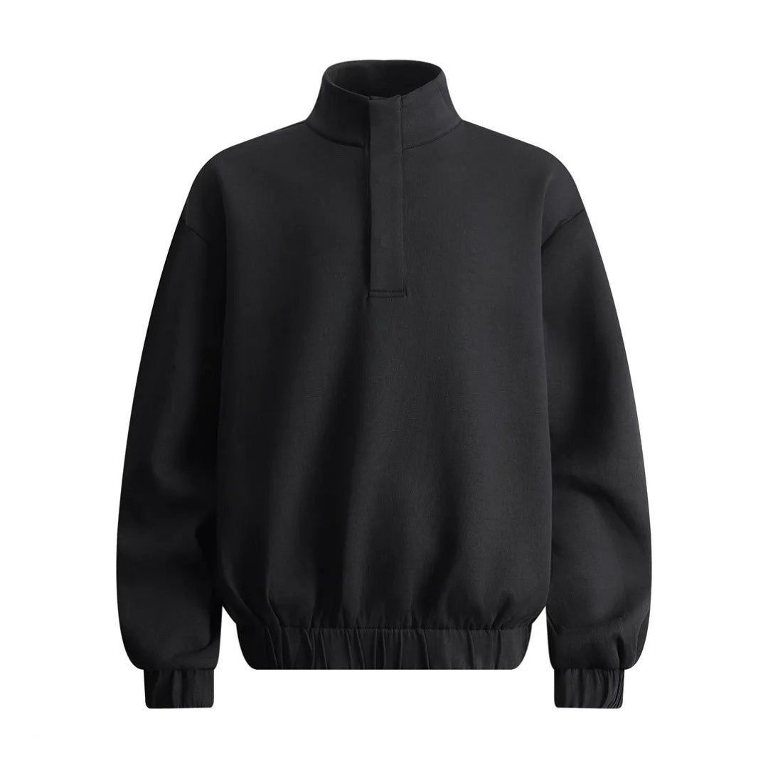 Stand Collar Sweatshirt With Elastic Hem