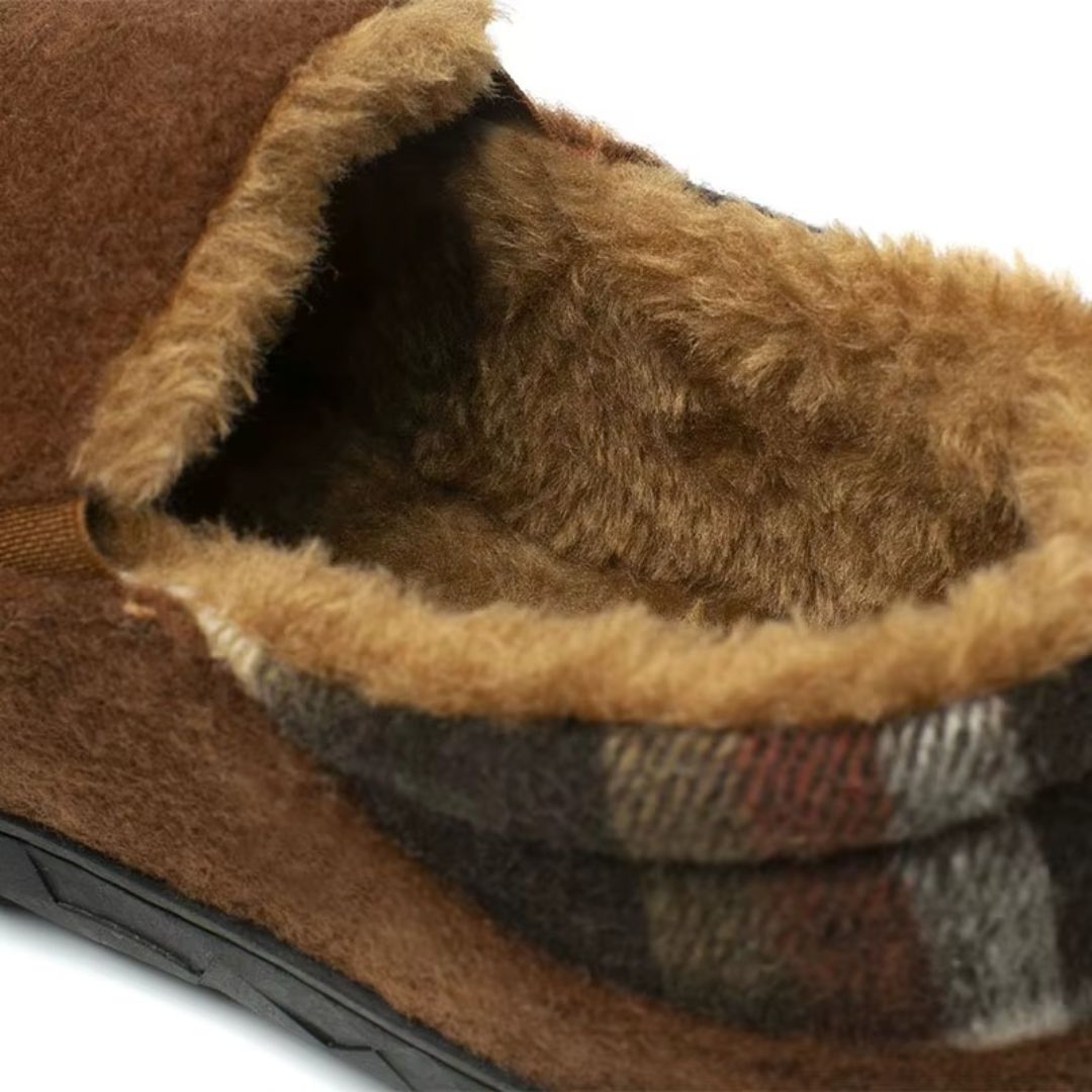 Faux Shearling-Lined Moccasin Slippers