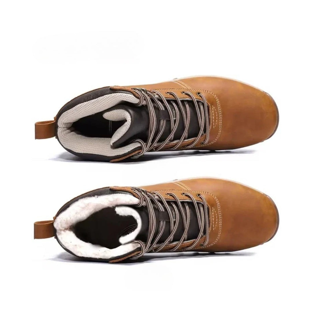 Leather Casual Comfort Hiking Boots with Inner Fur Lining and Water Resistant finish