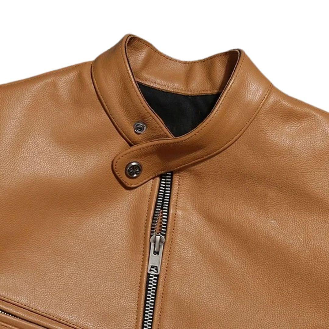 Light Brown Leather Motorcycle Jacket