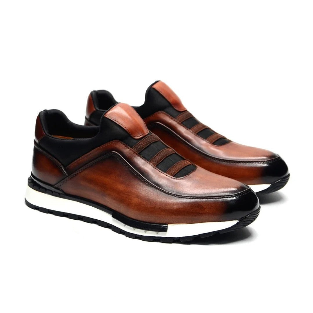 Polished Leather Slip-On Runners