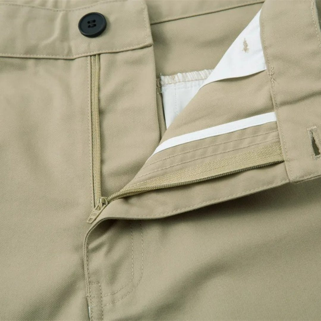 Spliced Wide-Leg Khakis with Mid Waist