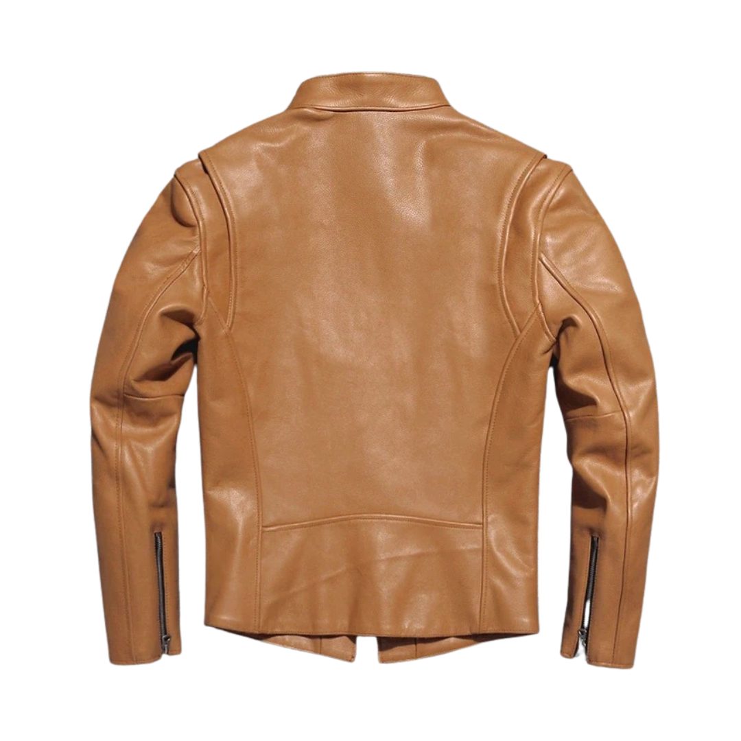 Light Brown Leather Motorcycle Jacket
