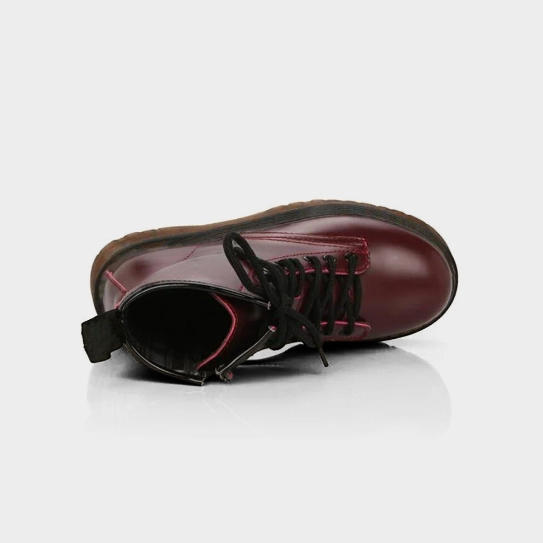 Lace-Up Punk Ankle Boots with Side Zipper and Platform Sole