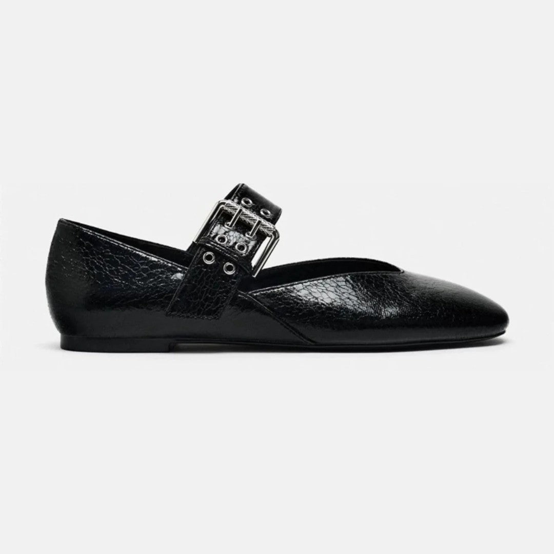 Two-Eyelet Buckle Mary Jane Flats