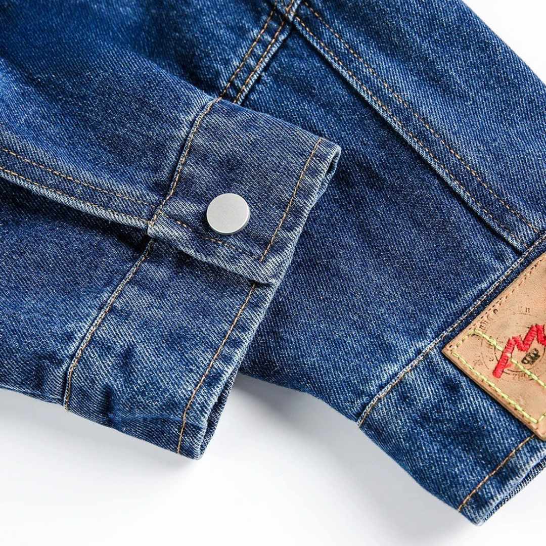 Blue Denim Stand Collar Denim Jacket