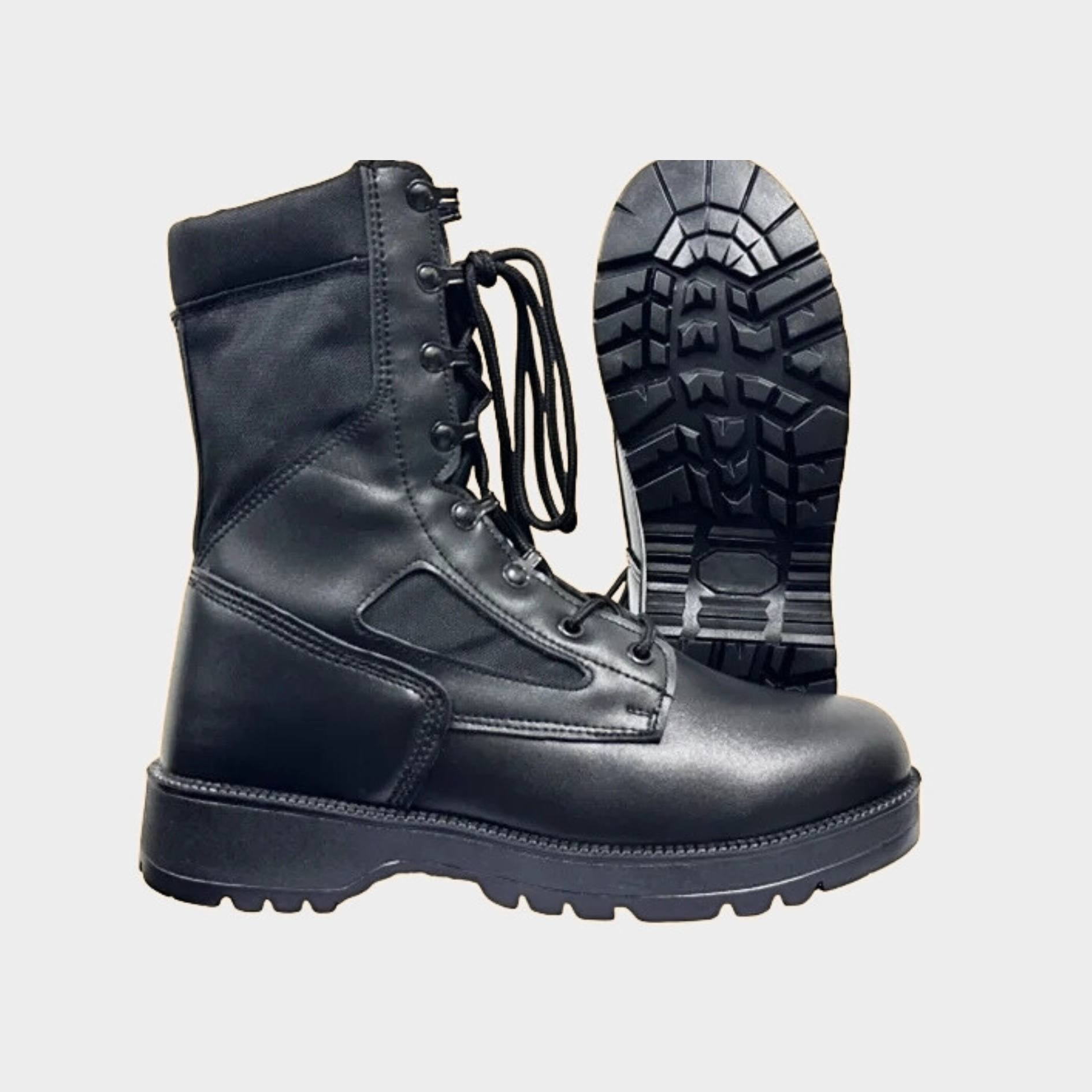 Tactical Lace Up Leather Combat boots with Durable Sole and Ankle Support