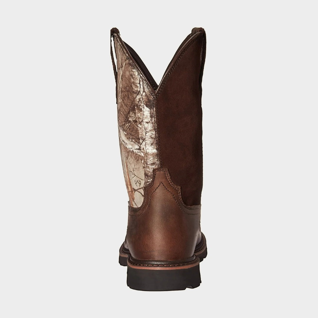 Cowboy Mid-Calf Workwear Boots with Slip-On Pull Tabs