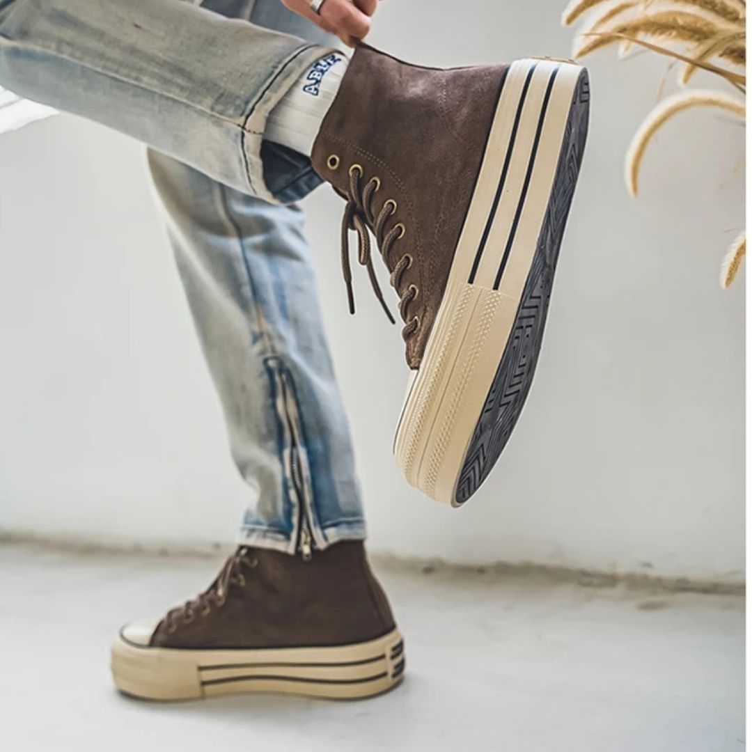 Stacked Sole Suede High-Top