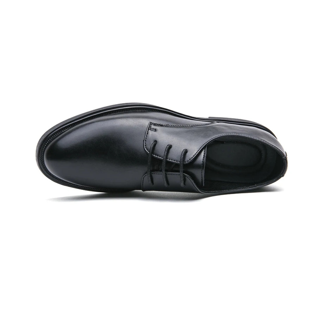 Leather Business Derby Dress Shoes with Platform Cushioned Support Sole