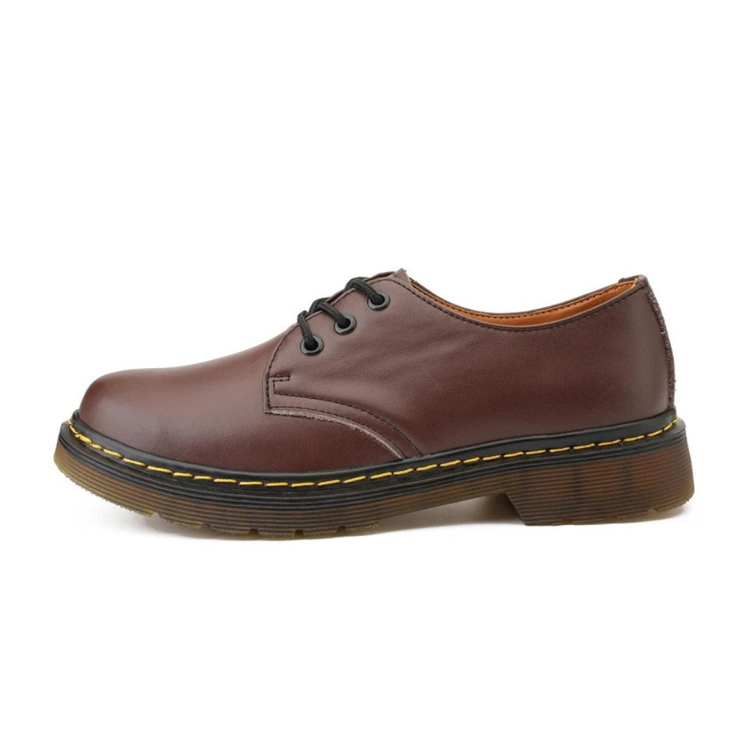 Chunky Casual Derby Shoes with Yellow Stitching