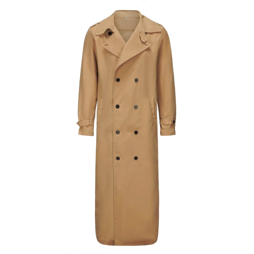 Long Lightweight Button Trench Coat with Belt
