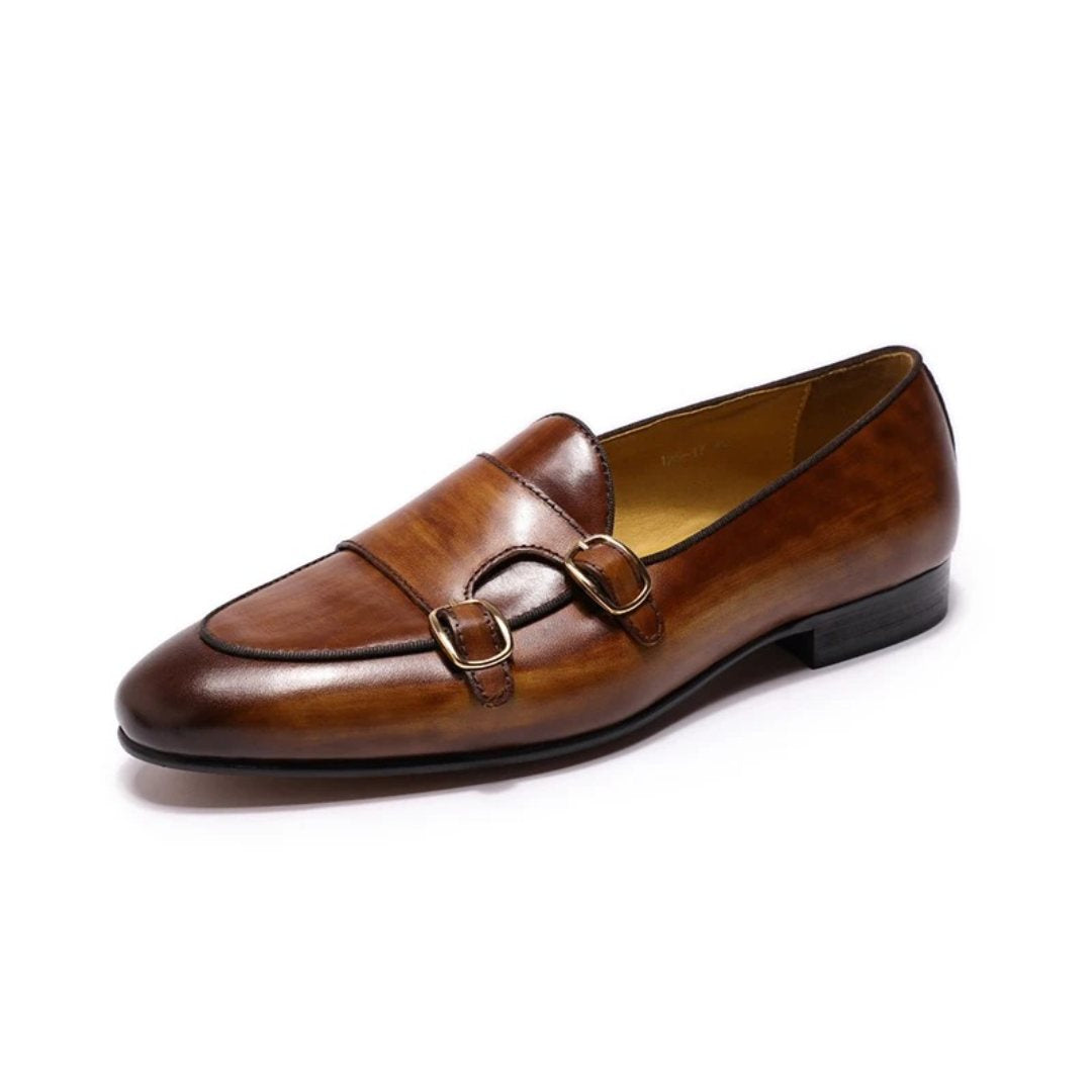 Vintage Leather Monk Strap Loafers