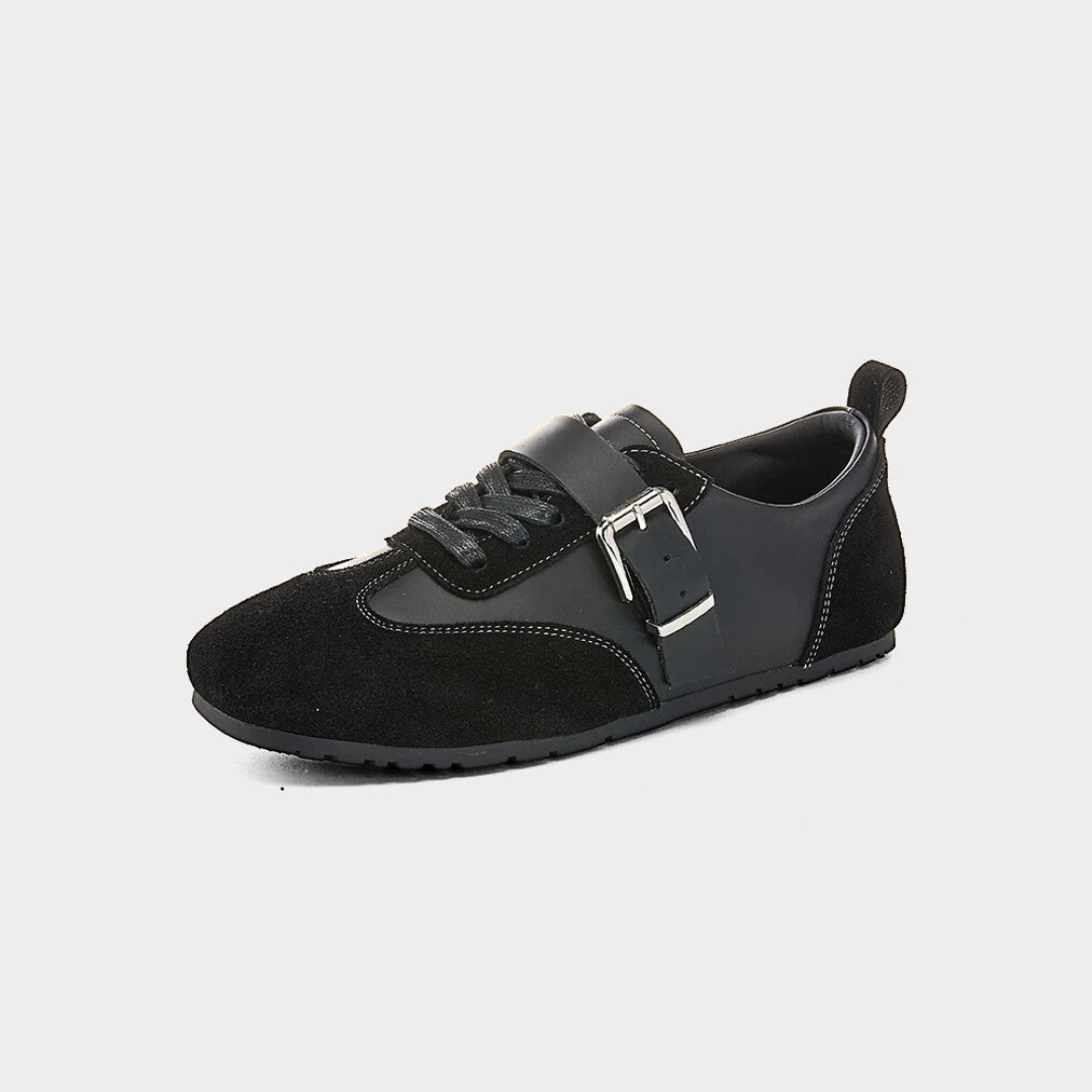 Leather Suede Mary Jane Ballet Flat Trainers