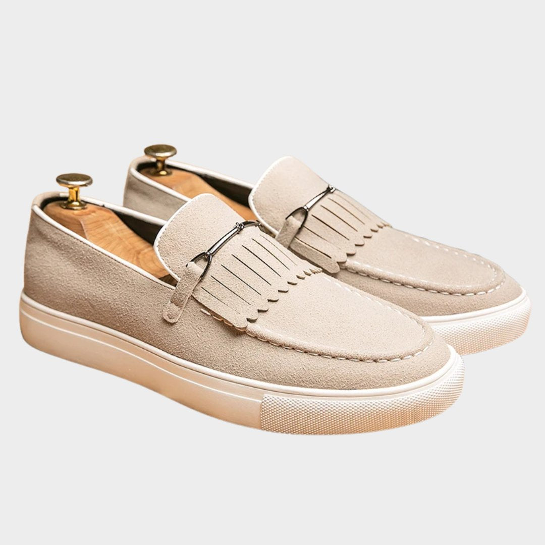 Suede Slip-On Smart Casual Loafer-Trainer with Fringe Detail