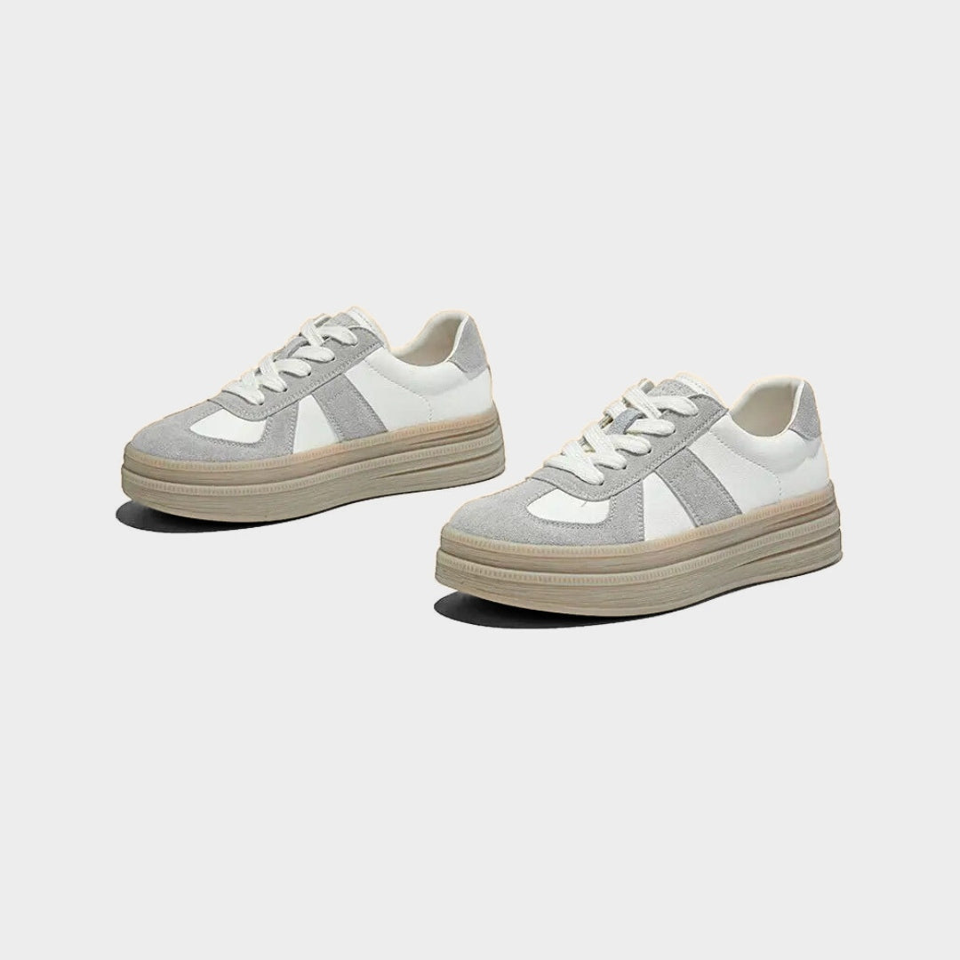 Suede Patchwork Toe Panel Platform Sneakers