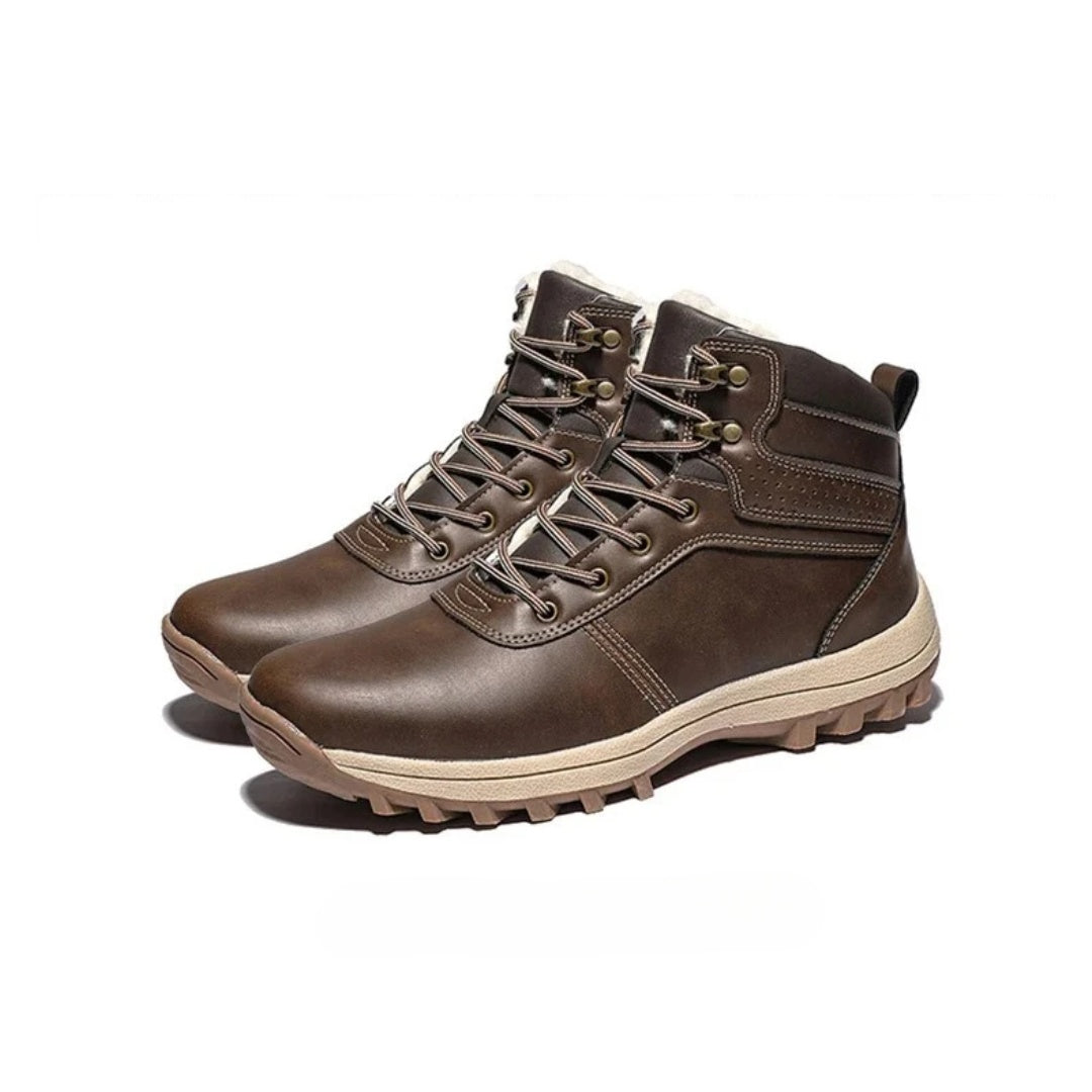 Leather Casual Comfort Hiking Boots with Inner Fur Lining and Water Resistant finish