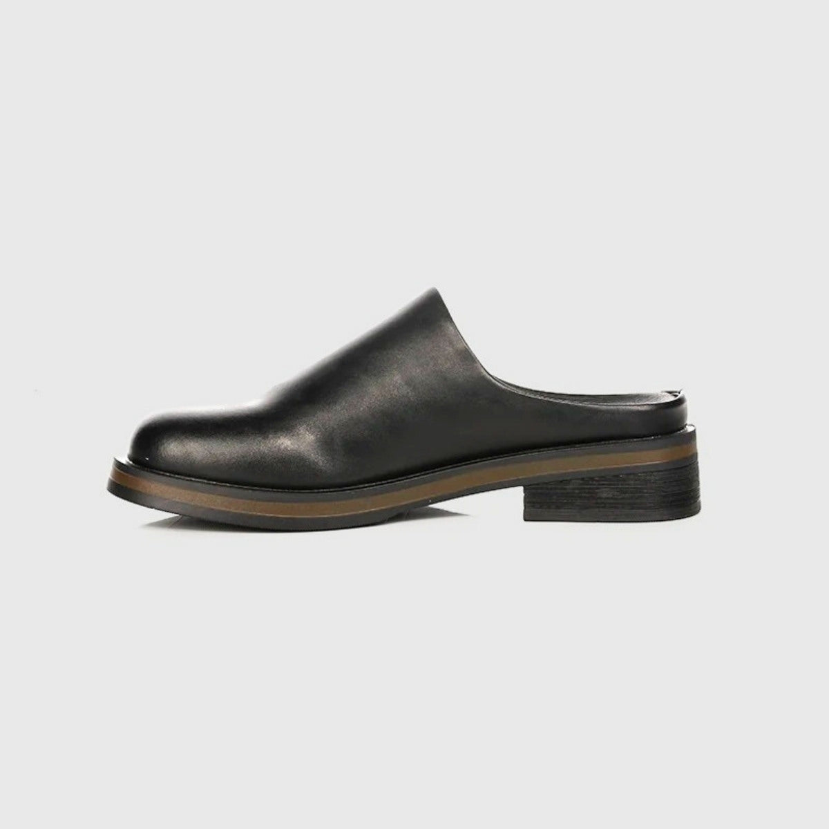 Polished Leather Backless Mules