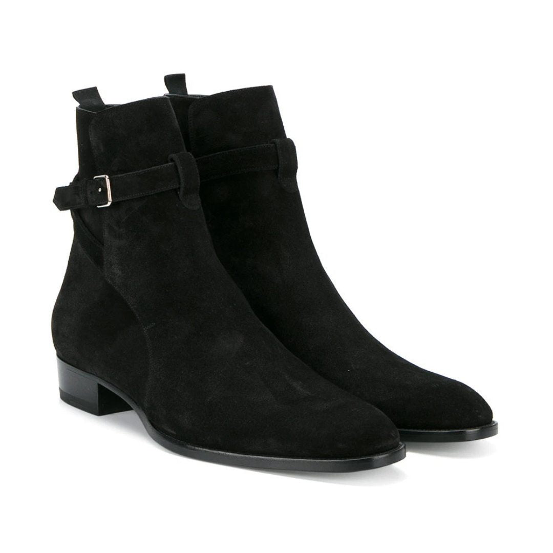 Suede Buckle Strap Ankle Boots