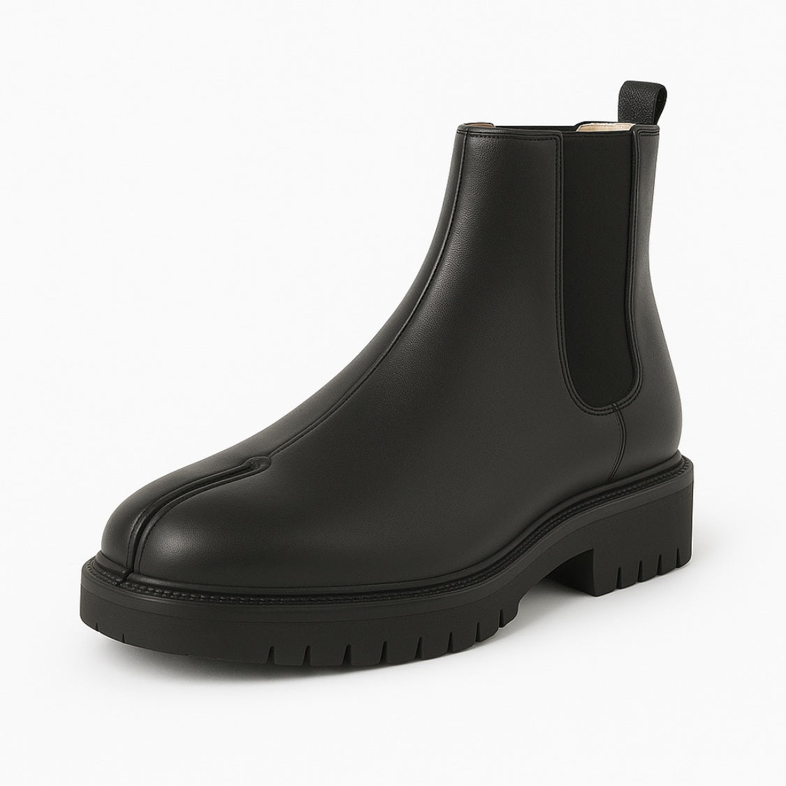 Black Tabi Split-Toe Leather Chelsea Boots
