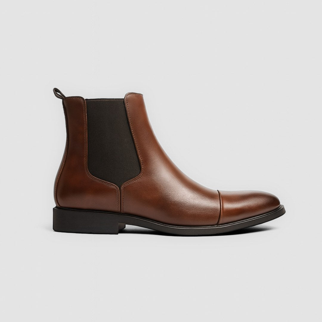 Classic Chelsea Pointed Polished Leather Ankle Boots with Red-Bottom Sole