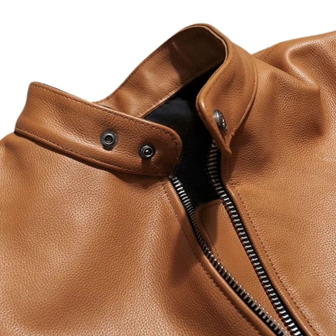 Light Brown Leather Motorcycle Jacket