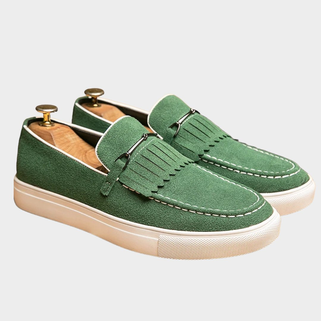 Suede Slip-On Smart Casual Loafer-Trainer with Fringe Detail
