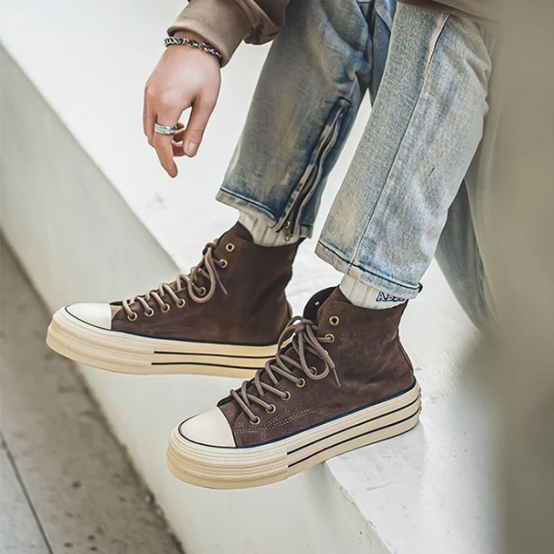 Stacked Sole Suede High-Top