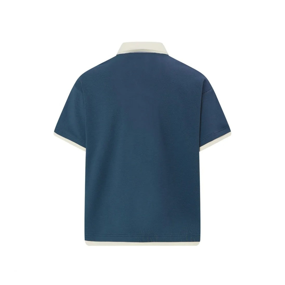 Contrast Collar Spliced Polo Shirt