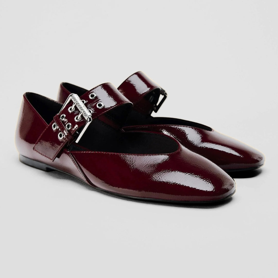 Two-Eyelet Buckle Mary Jane Flats