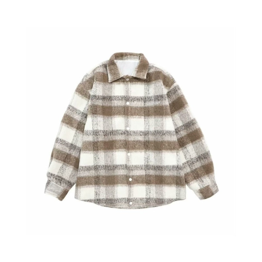 Woolen Plaid Shirt Jacket