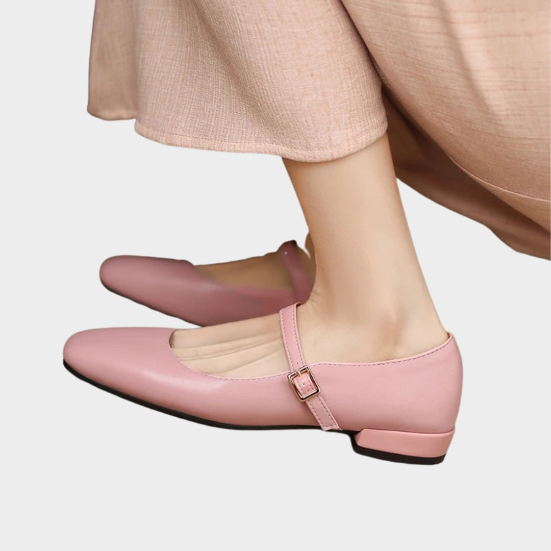 Square Toe Mary Jane Buckle Ballet Flats