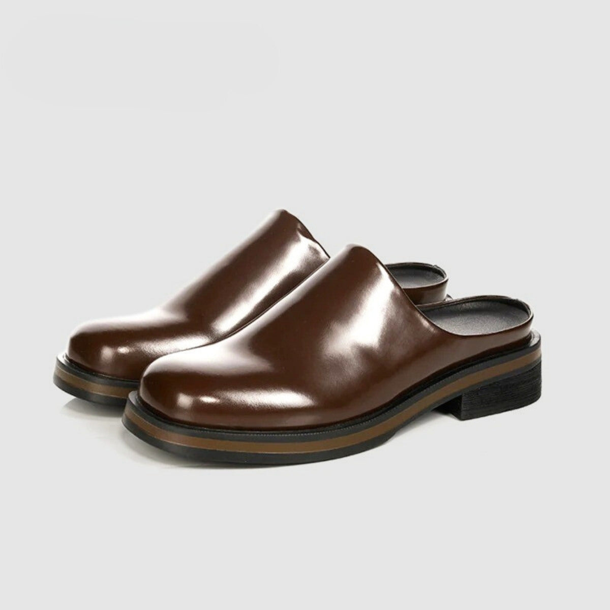 Polished Leather Backless Mules