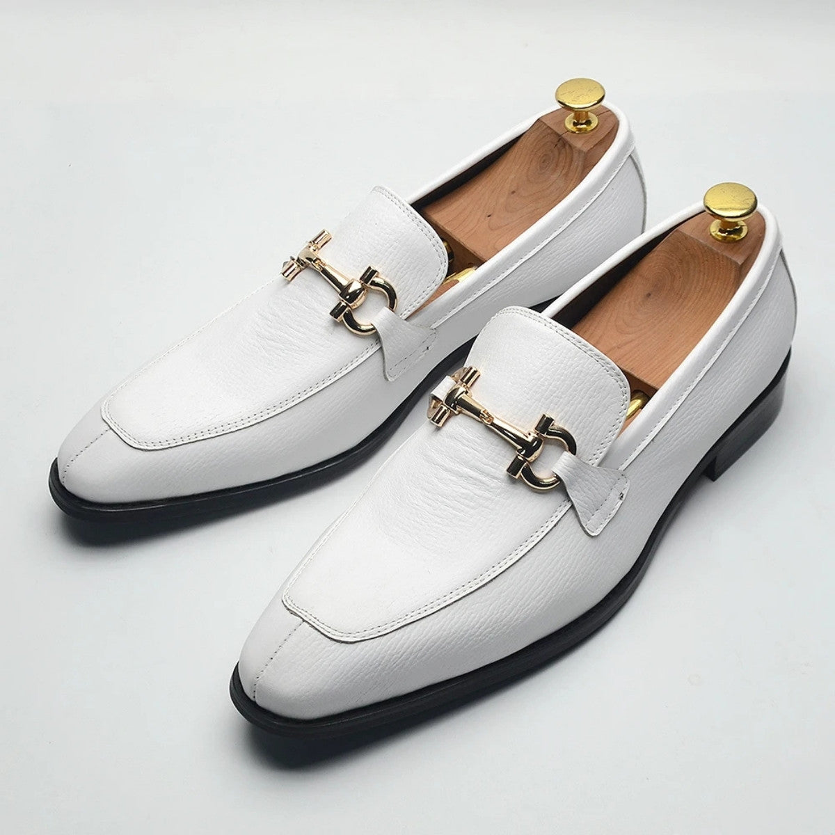 White Horsebit Formal Dress Loafers