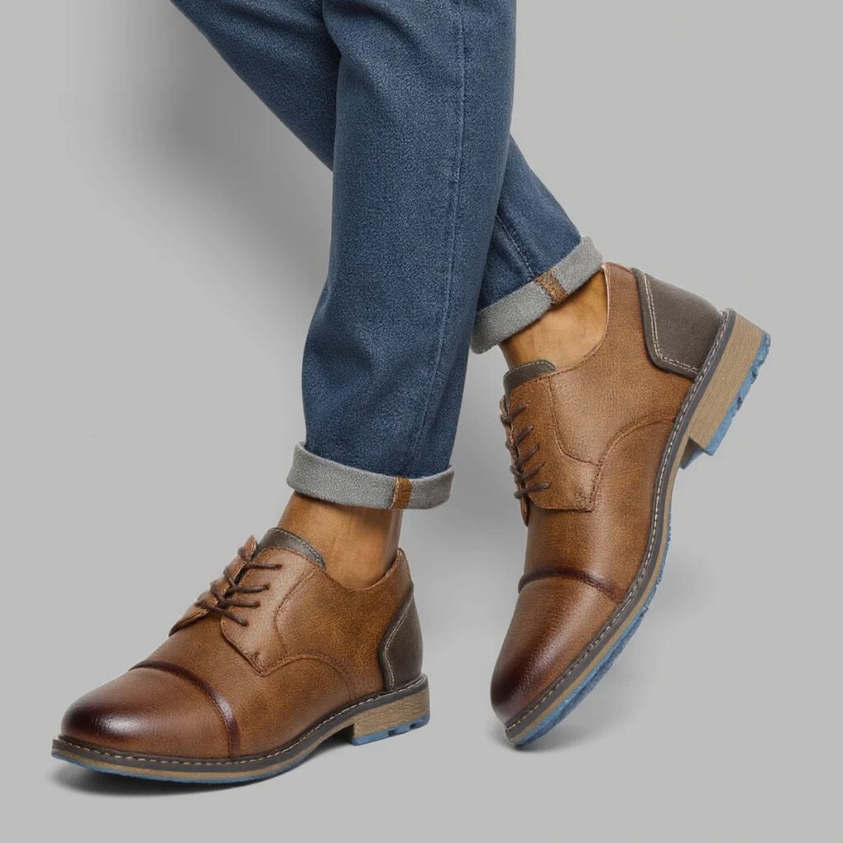 Rugged Leather Derby Shoes with Polished Finish