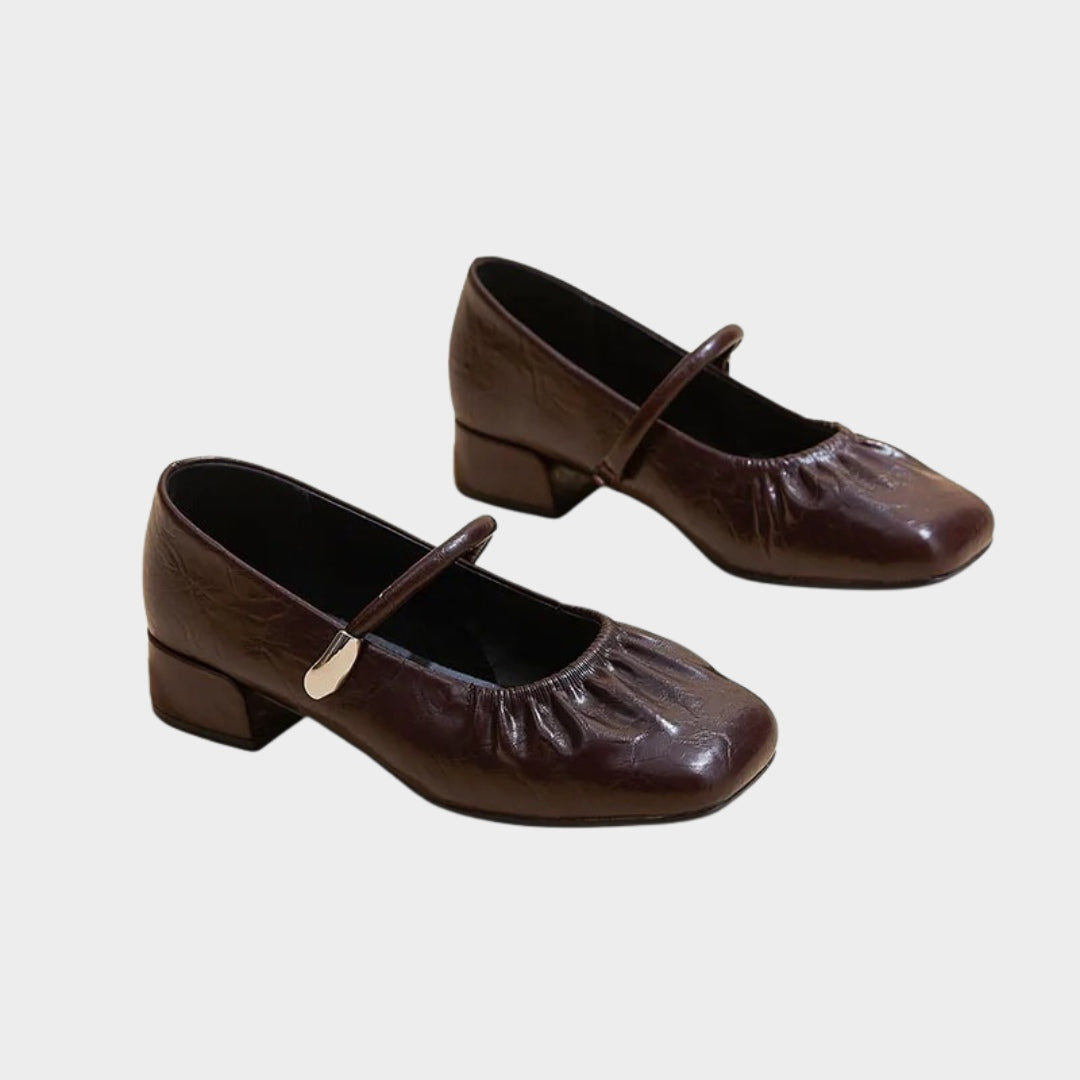Crinkle Patent Leather Mary Jane Pumps