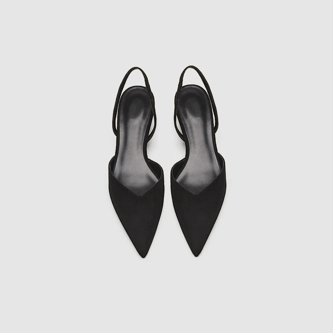 Slingback Pointed Toe Heels with Low Block Heel
