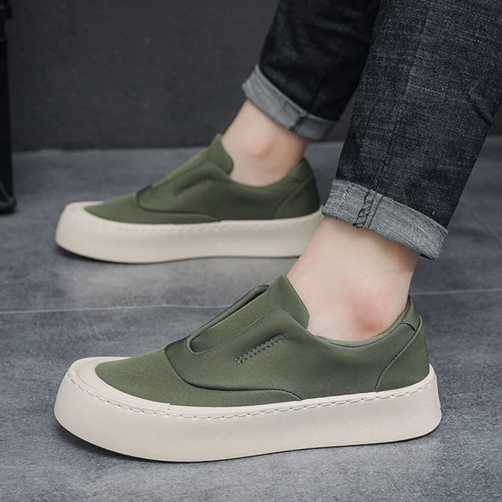 Nylon Panel Slip-On Platform Sneakers