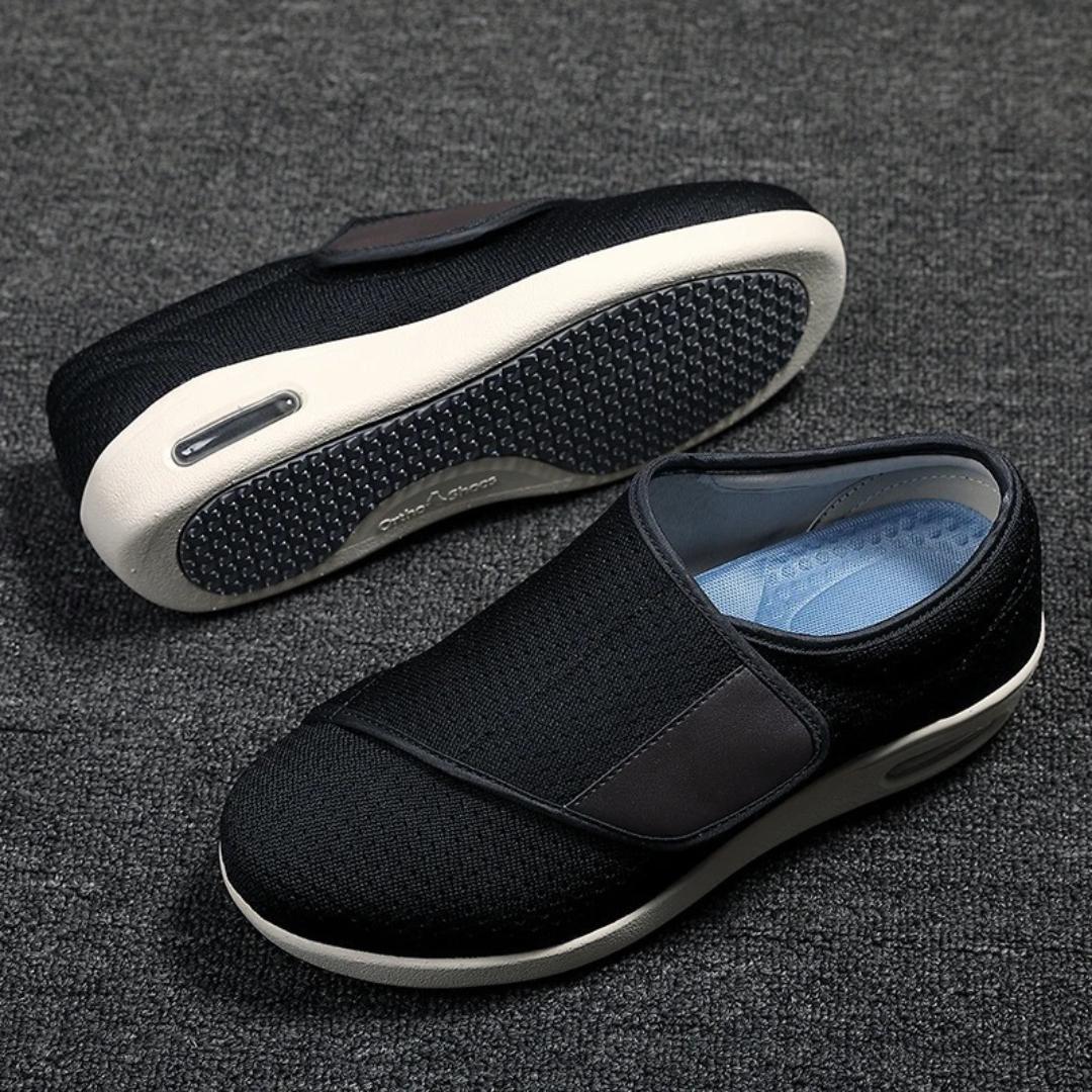 Wide-Fit Sneakers with Air Mesh and Hook-and-Loop Closure