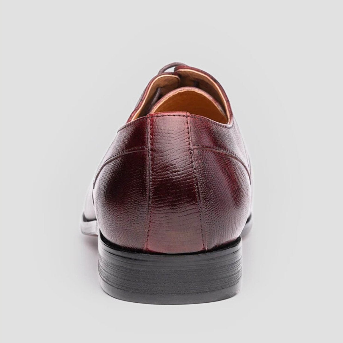 Burgundy Lizard-Embossed Leather Oxford Shoes