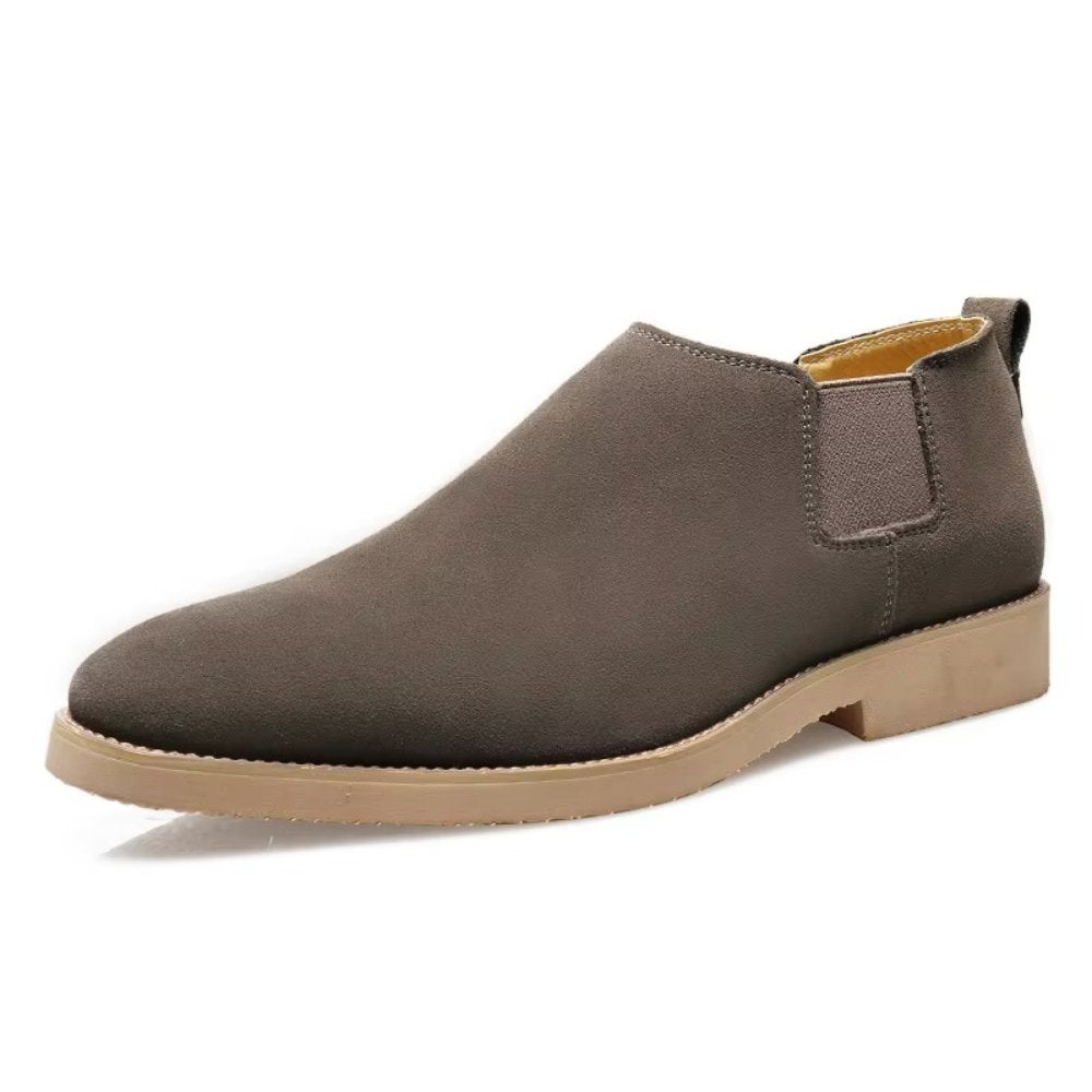 Low-Cut Suede Chelsea Shoes with Tan Sole