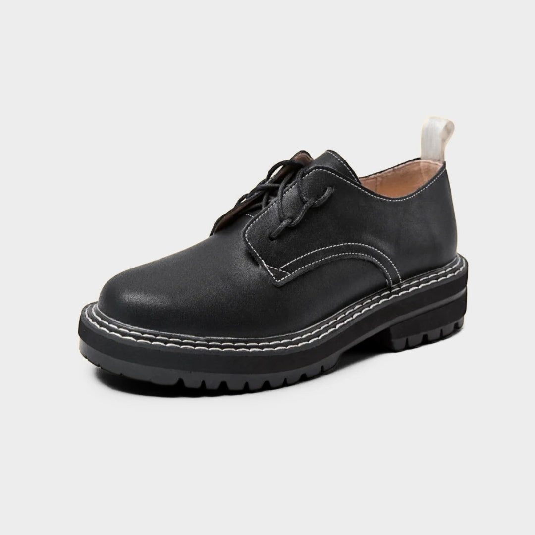 Leather Lace-Up Derby Shoes with Chunky Sole